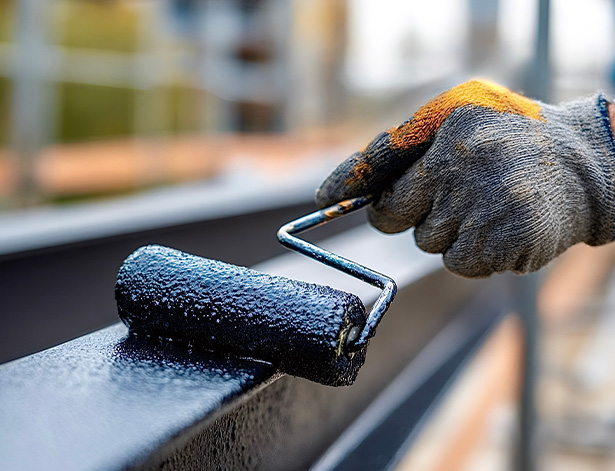 interior view of a staircase under construction with protective barriers and unfinished walls featuring three distinct areas of focus including the stairs the wall and the door